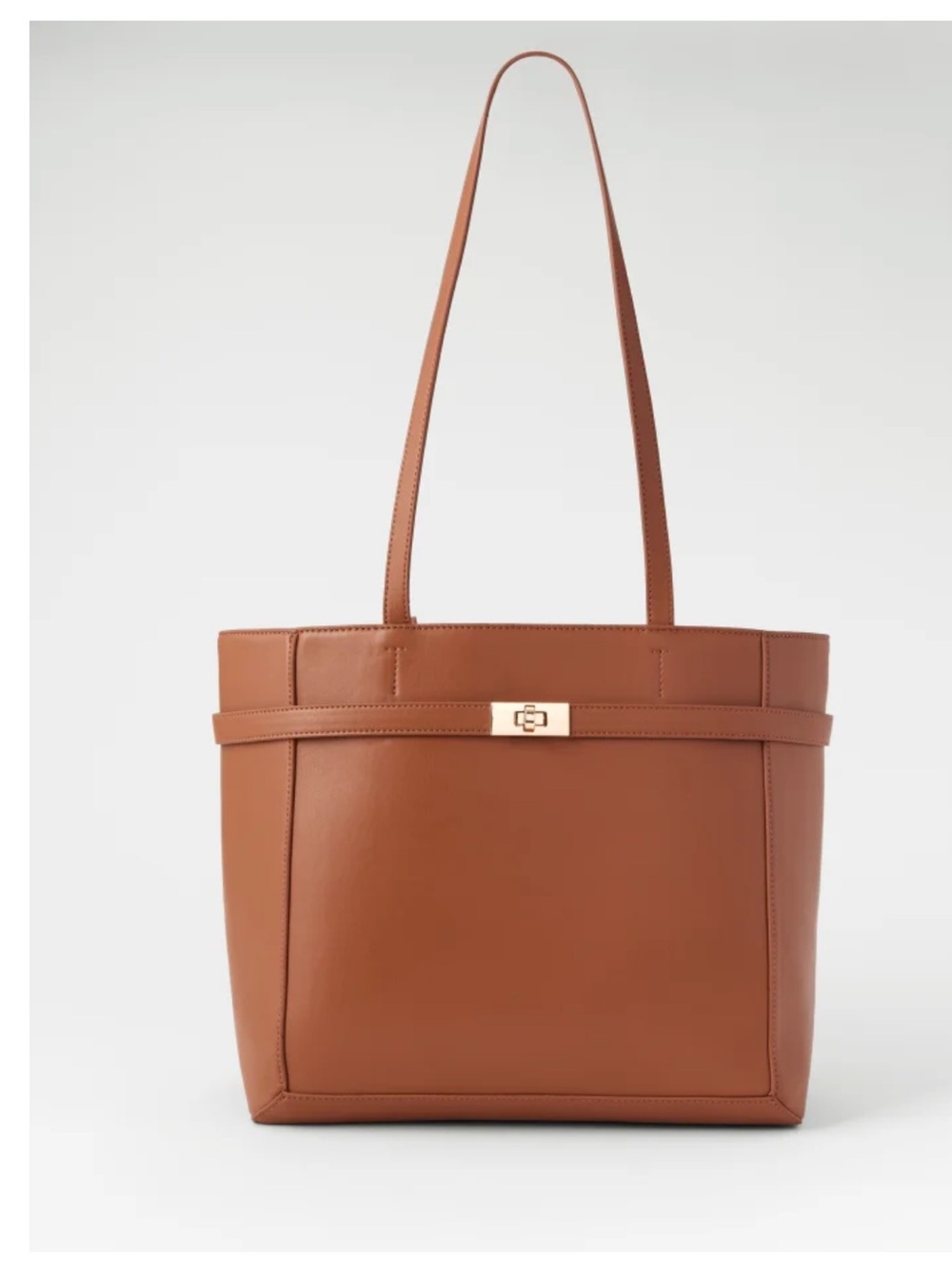 Ann Taylor Leather Tote Bag in Cognac Brown
